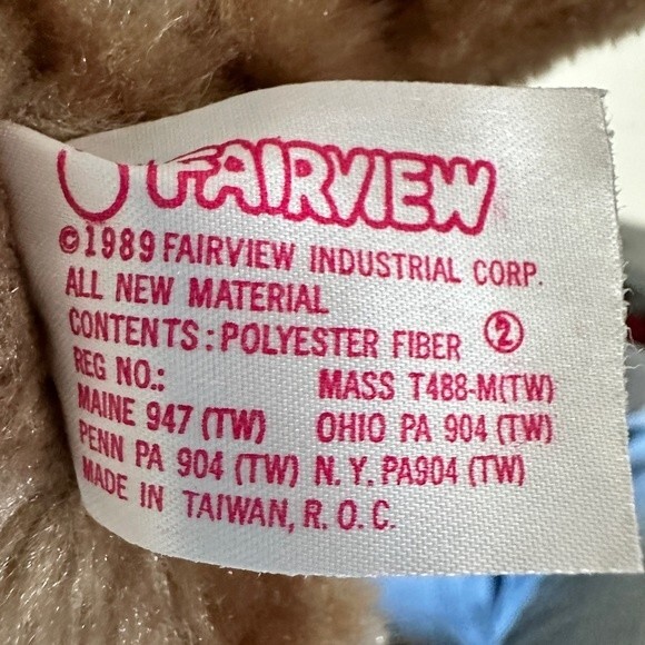 Vintage 1989 New With Tag EASTER Bunny Rabbit Stuffed Animal Plush Toy Fairview - Picture 6 of 7